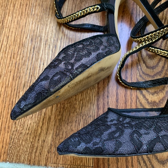 Guess Pointy Toe Suede Lace Chain Stiletto Pumps 9 - Picture 12 of 16